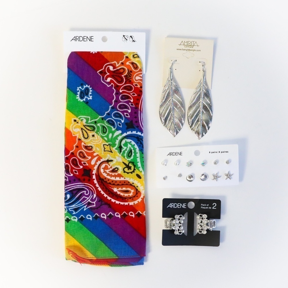 Set of earrings hair accessories bandana claw clip leaf silver boho Rasta beach